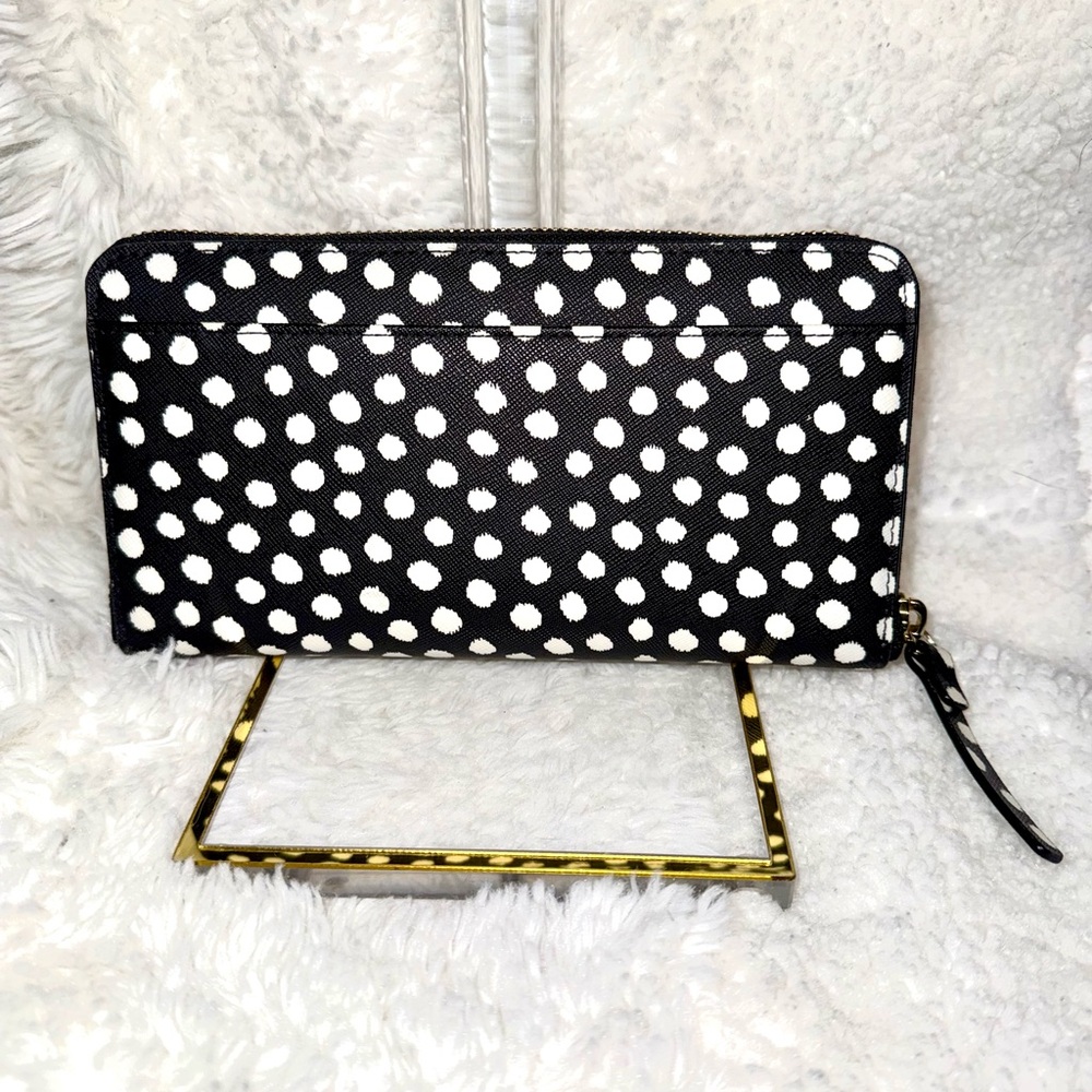 EUC 🖤🤍 Kate Spade New York Wilson Road Neda Polka Dot Zip Around Wallet - Picture 2 of 10